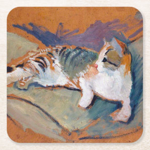 Posavasos Cuadrado De Papel Cat, August Macke Square Paper Coaster