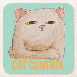 Posavasos Cuadrado De Papel Cat Control