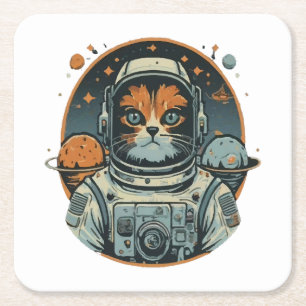 Posavasos Cuadrado De Papel Cata-astronauta en Asteroides