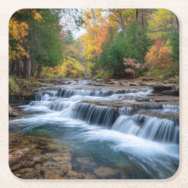Posavasos Cuadrado De Papel Cataract Falls en EE. UU. (Anverso)