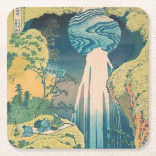 Posavasos Cuadrado De Papel Catarata Amida de Hokusai Japón Catarata