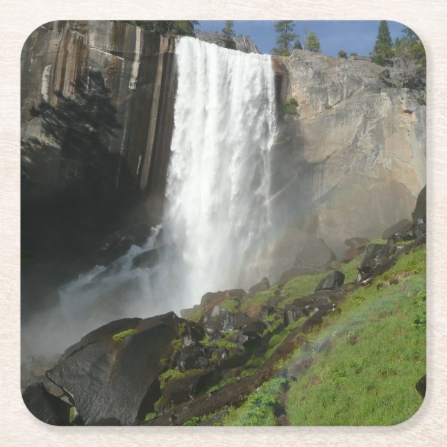 Posavasos Cuadrado De Papel Cataratas I en el Parque Nacional Yosemite (Anverso)