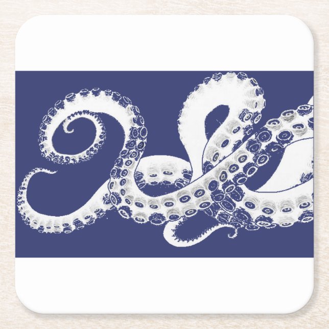 Posavasos Cuadrado De Papel Catastro azul de Octopus (Anverso)