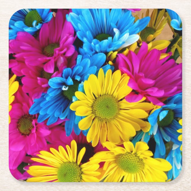 Posavasos Cuadrado De Papel catastro cuadrado rojo, azul y amarillo (Anverso)