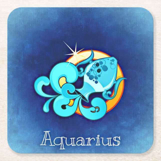 Posavasos Cuadrado De Papel catastro de aquarius zodiac (Anverso)