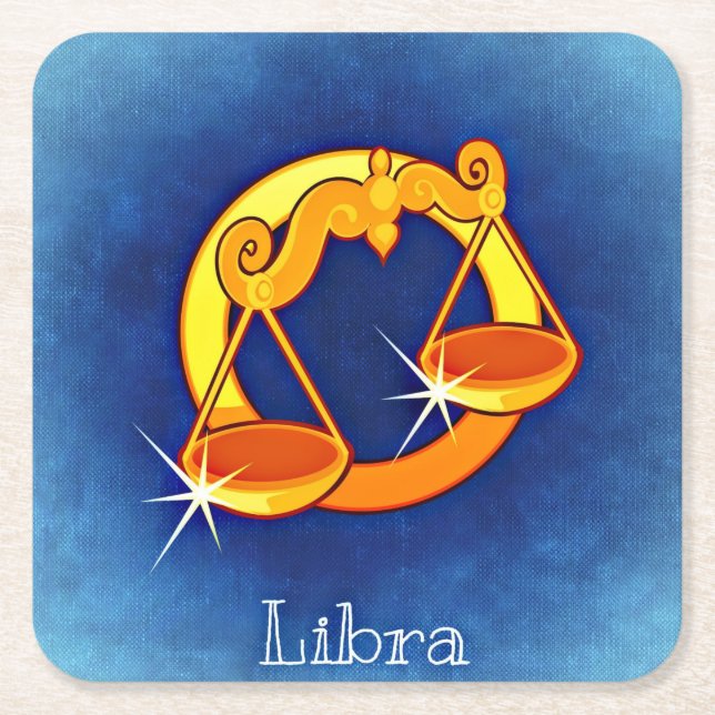 Posavasos Cuadrado De Papel catastro de libra zodiac (Anverso)