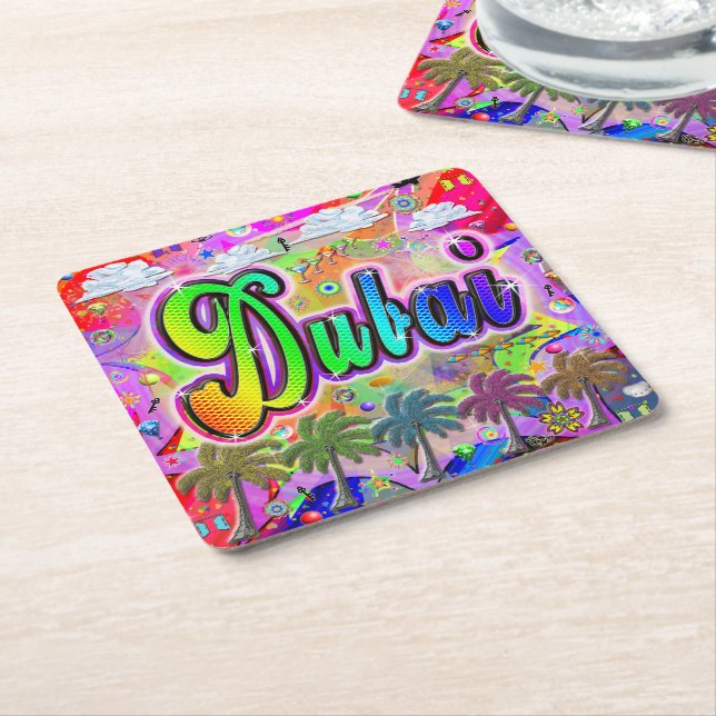 Posavasos Cuadrado De Papel Catastro de Vista Express de Dubai