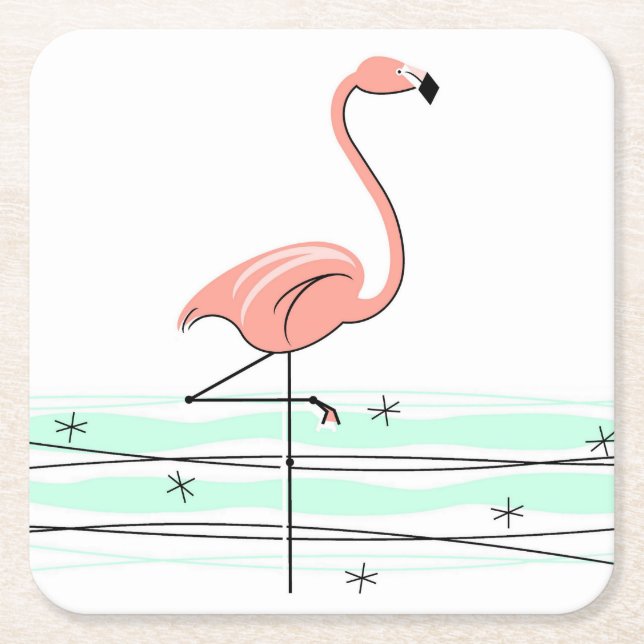 Posavasos Cuadrado De Papel Catastro del Océano Flamingo (Anverso)