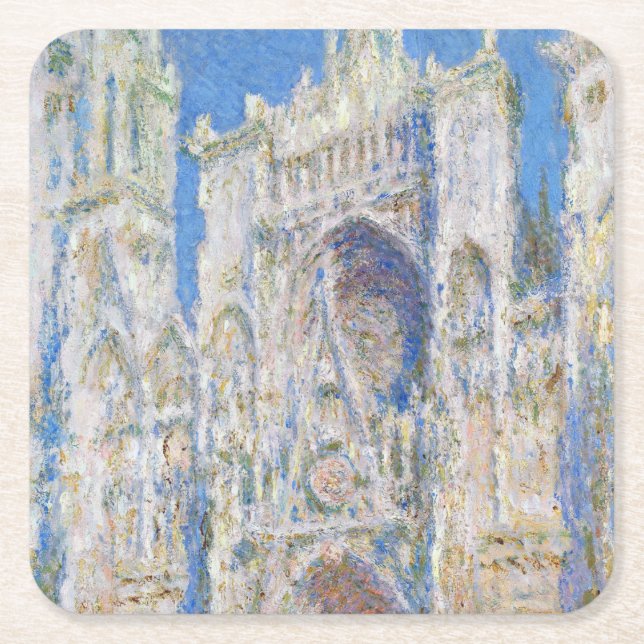 Posavasos Cuadrado De Papel Catedral de Rouen (luz del sol), Monet (Anverso)