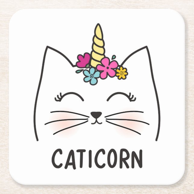 Posavasos Cuadrado De Papel Caticorn (Anverso)