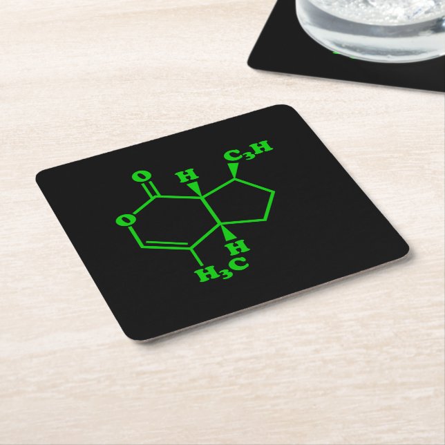 Posavasos Cuadrado De Papel Catnip Nepetalactona Fórmula Química Molecular (En perspectiva)