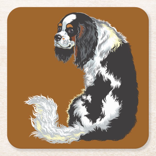 Posavasos Cuadrado De Papel cavalier king charles spaniel (Anverso)