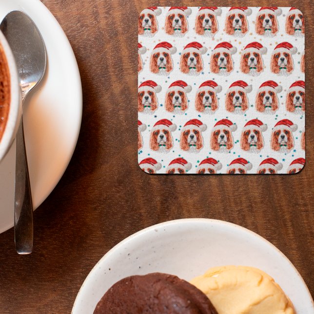Posavasos Cuadrado De Papel Cavalier King Charles Spaniel Dog Breed Christmas (Subido por el creador)