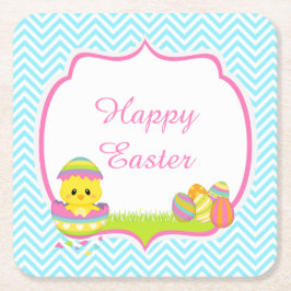 Posavasos Cuadrado De Papel Caza de Huevos de Pascua con Chevrones Azules Lind