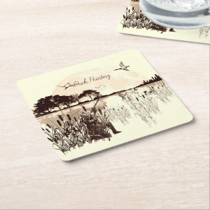 Posavasos Cuadrado De Papel Caza de pato