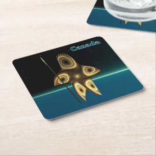 Posavasos Cuadrado De Papel Cazador de inuit fractal - Canadá