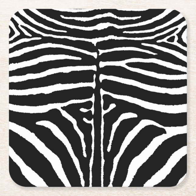 Posavasos Cuadrado De Papel Cebra (Anverso)
