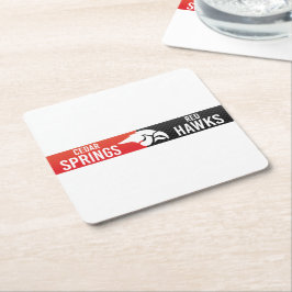Posavasos Cuadrado De Papel Cedar Springs Red Hawks #3