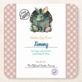 Posavasos Cuadrado De Papel Celda personalizada de huevos de pascua para niños