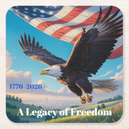 Posavasos Cuadrado De Papel Celebración de los 250 años de Eagle & Flag USA