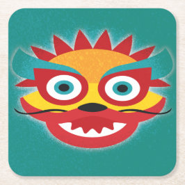 Posavasos Cuadrado De Papel Celebración del Dragón Chino de Año Nuevo