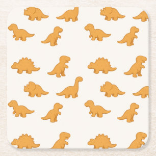 Posavasos Cuadrado De Papel Celebración Divertida de Nuggets de Dinosaurio par