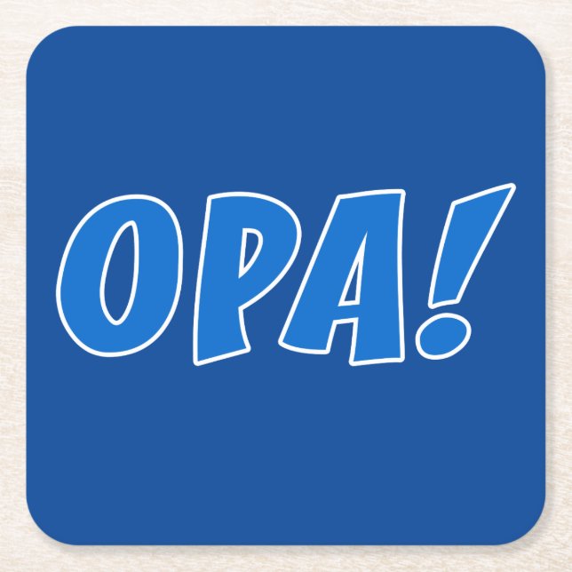 Posavasos Cuadrado De Papel Celebración en griego Opa (azul oscuro) (Anverso)