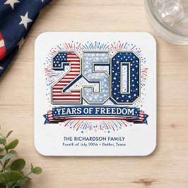 Posavasos Cuadrado De Papel Celebración Patriótica Familiar del 4 de Julio de 