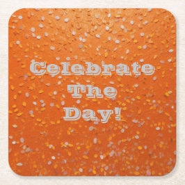 Posavasos Cuadrado De Papel ¡Celebremos El Día! Castillos de Confetti