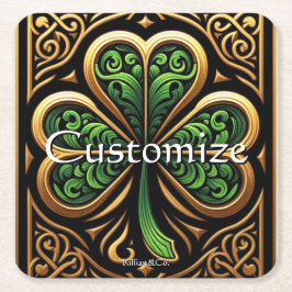 Posavasos Cuadrado De Papel Celtic Shamrock Coaster