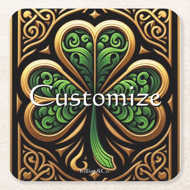 Posavasos Cuadrado De Papel Celtic Shamrock Coaster (Anverso)