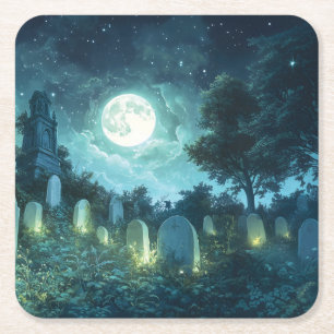 Posavasos Cuadrado De Papel Cementerio encantado