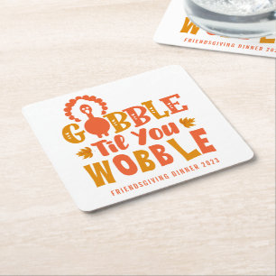 Posavasos Cuadrado De Papel Cena Agradable Gobble Hasta Que Tocas