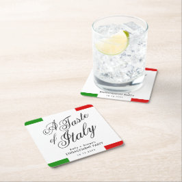 Posavasos Cuadrado De Papel Cena con tema italiano | Fiesta de compromiso