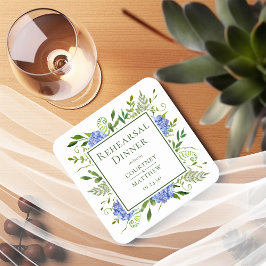Posavasos Cuadrado De Papel Cena de ensayo de Hortensia Azul