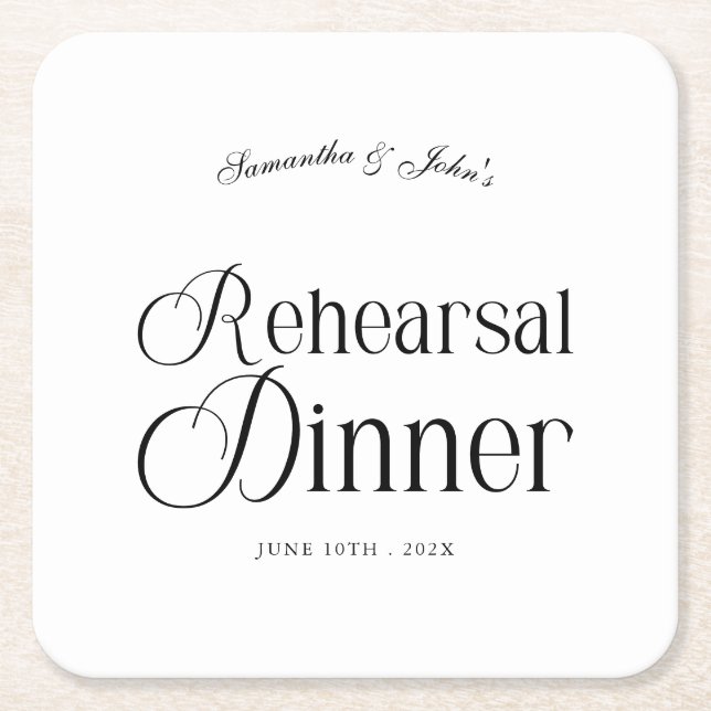 Posavasos Cuadrado De Papel Cena de ensayo Moderno Chic (Anverso)