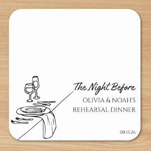 Posavasos Cuadrado De Papel Cena de Ensayo Personalizada Moderna Elegante Chic
