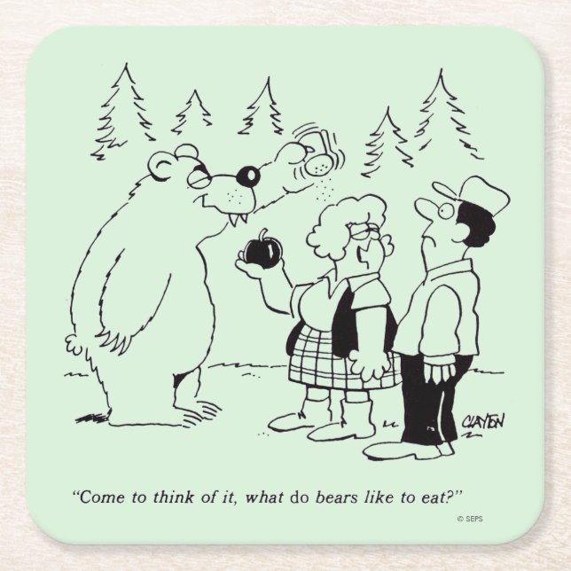 Posavasos Cuadrado De Papel Cena de los osos (Anverso)