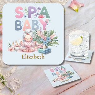 Posavasos Cuadrado De Papel Cena Fiesta de Baby Shower Spa