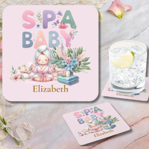 Posavasos Cuadrado De Papel Cena Fiesta de Baby Shower Spa