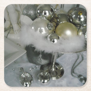 Posavasos Cuadrado De Papel Centro de Navidad elegante