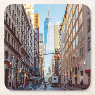 Posavasos Cuadrado De Papel Centro de Nueva York Vista del World Trade Center