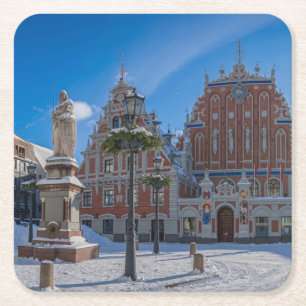 Posavasos Cuadrado De Papel Centro histórico de Riga, Letonia
