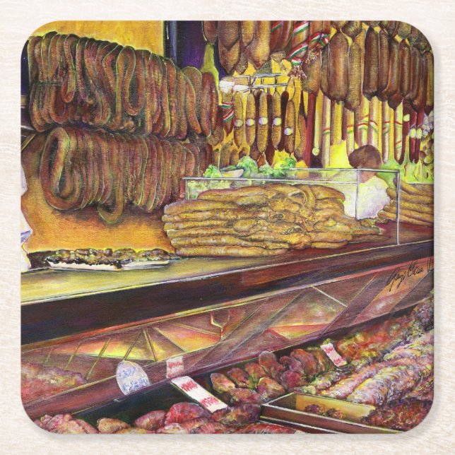 Posavasos Cuadrado De Papel Cerdo, Budapest (Anverso)