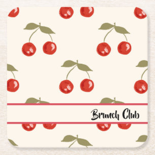 Posavasos Cuadrado De Papel Cerezas de Verano