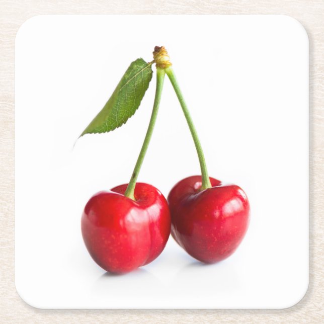 Posavasos Cuadrado De Papel Cerezo dulce (Anverso)