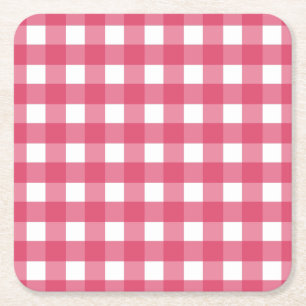 Posavasos Cuadrado De Papel Cerise gingham