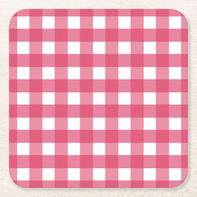 Posavasos Cuadrado De Papel Cerise gingham (Anverso)