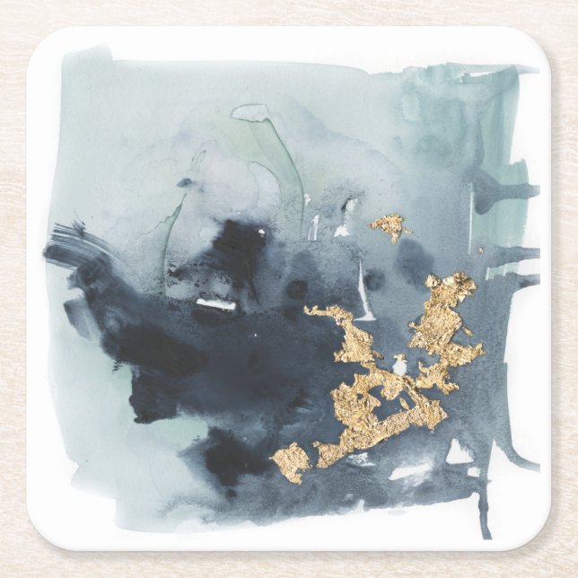 Posavasos Cuadrado De Papel Cerulean & Gold (Anverso)