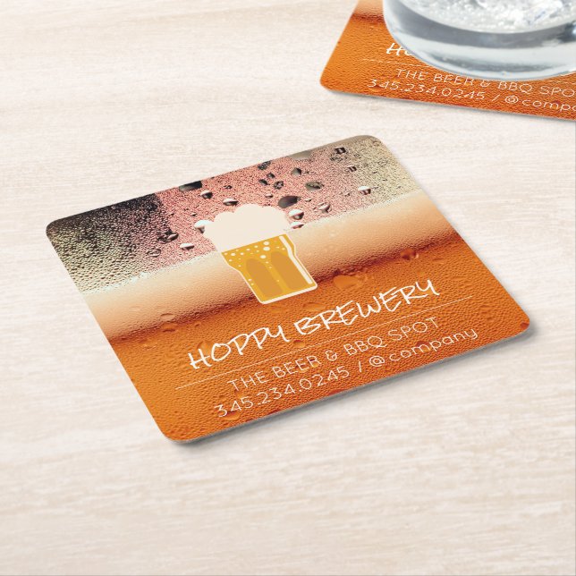 Posavasos Cuadrado De Papel Cervecería | Pub House | Cerveza Mug (En perspectiva)